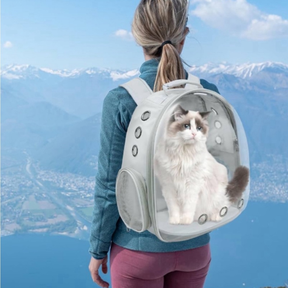 Gray-PetPack Adorable Bubble Carrying Bag for Small, Cats, Space Capsule Pet